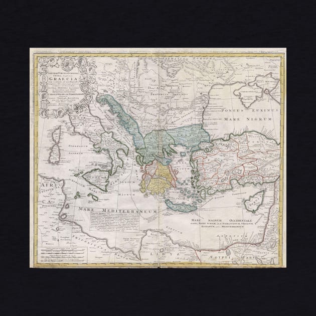 Vintage Map of Greece (1741) by Bravuramedia